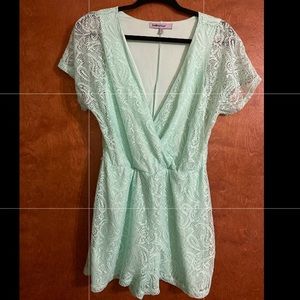 Mint Pistachio Lacey Romper Shorts